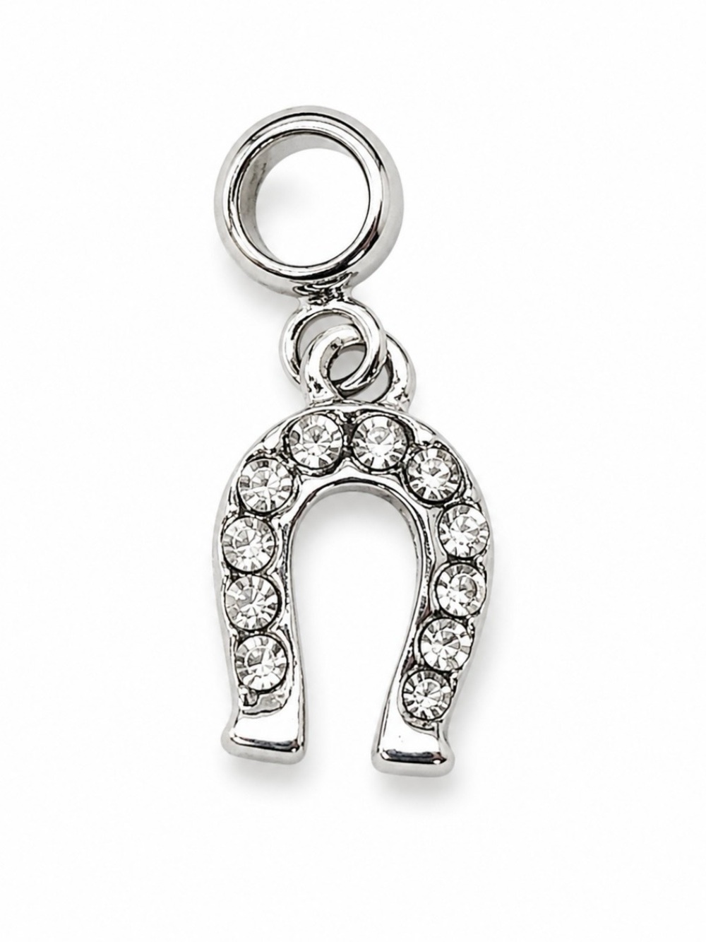 Lucky Silver Rhinestone Horseshoe Charm Pandora Compatible